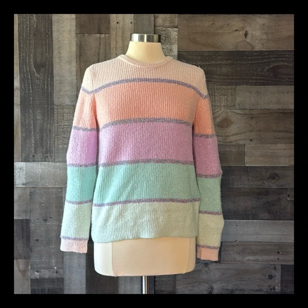 The Children’s Place sweater girls size 16 sparkly rainbow stripes girlhoodcore